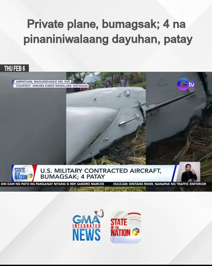 Private plane, bumagsak; 4 na pinaniniwalaang dayuhan, patay | SONA