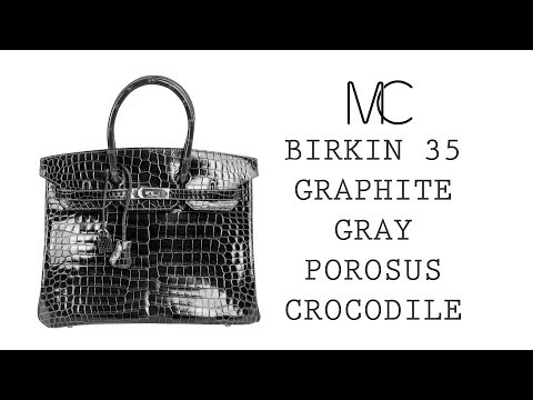 Hermes Birkin 35 Bag Graphite Gray Porosus Crocodile Palladium Pure Chic • MIGHTYCHIC •