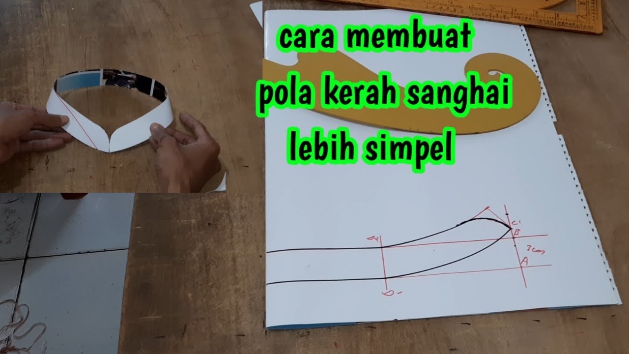 cara membuat pola kerah sanghai lebih simpel