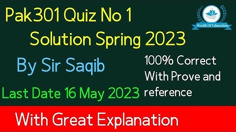 pak301 quiz 1 2023|pak301 quiz 1 solution 2023 | pak301 quiz 1 spring 2023|pak301 quiz 1