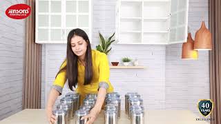 Jensons 16 PCS Stainless Steel Canister Set with PC Lids