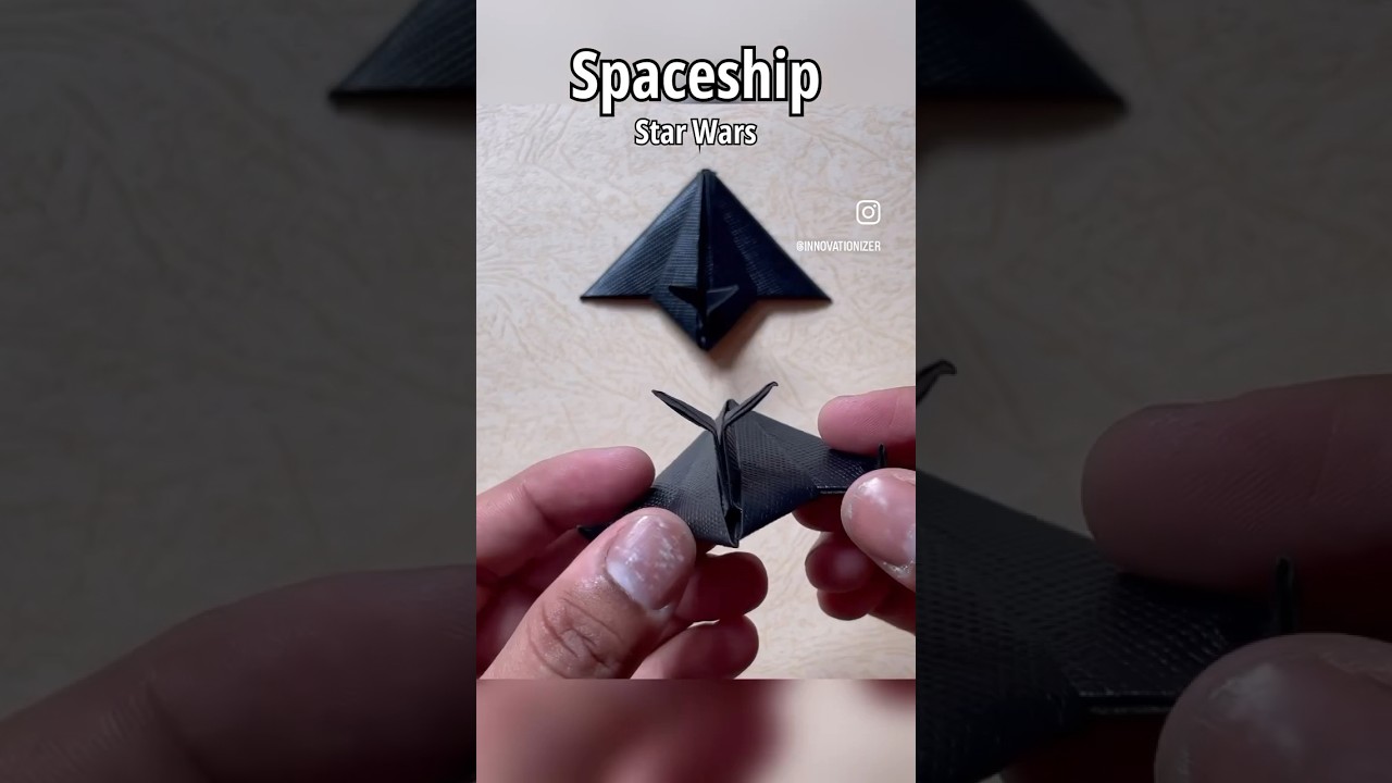 Easy Origami Spaceship Short | DIY Paper Alien Ship | Origami in Black 