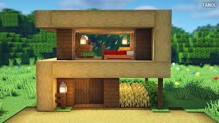 ⚒️ Minecraft : How To Build a Small Survival Wooden Modern House