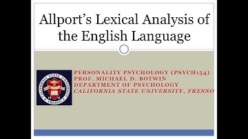 P154 Personality Traits (Part 06) -- Allport