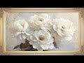 VINTAGE WHITE PEONIES IN GOLD FRAME | TV WALLPAPER ART | TV ART SCREENSAVER