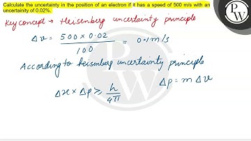 Calculate the uncertainty in the position of an electron if it has ...