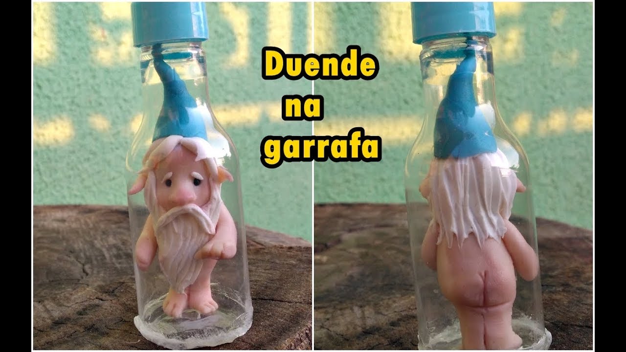 DIY- Duende/Gnomo na garrafa (2) em Biscuit
