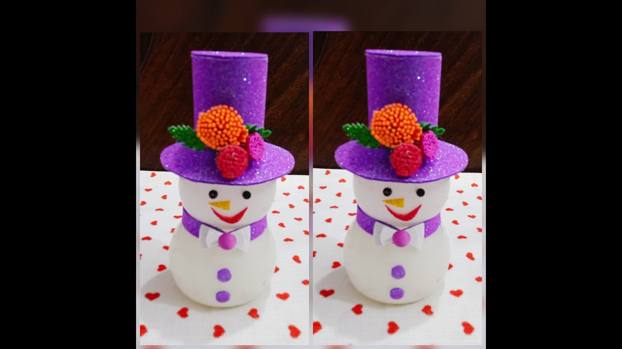 Fuse Bulb Craft Idea. ⛄ || 🎄Snowman making with Wasting Bulb ⛄ Christmas Snowman  Decorat Idea.