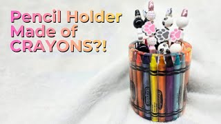 #120 Pencil Holder Made from REAL Crayons! | Resin Desk Organizer DIY