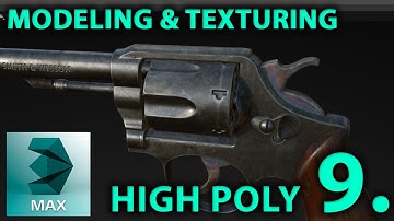 Gun Modeling and Texture (highpoly revolver / pistol) HUN 3DSMax 3D weapon Tutorial PART 9.