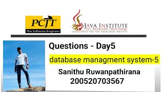 Data Base Task 05 | 1st Year | Java Institute | Sanithu Ruwanpathirana News