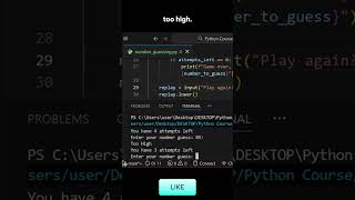 Number guessing game in Python  #pythontutorial #python