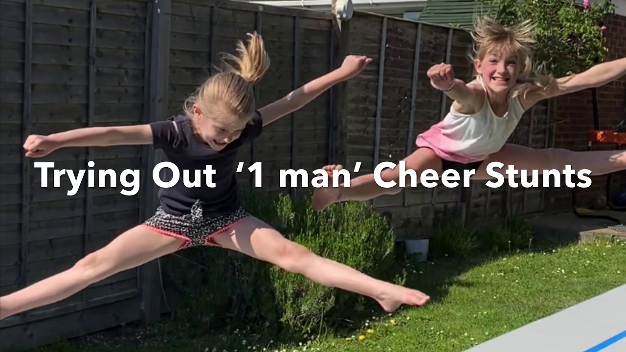 Trying out 1 Man Cheer Stunts at home! YouTube