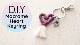 Macrame Heart Keychain Tutorial Valentines Day Craft Project Macrame Heart Shape Keyring