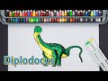 教你畫侏羅紀公園的梁龍｜簡易繪圖｜How to draw a cool Diplodocus dinosaur｜Easy to start drawing