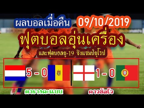 ผลบอลเมื่อคืน ฟุตบอลอุ่นเครื่อง / ยู-19 ชิงแชมป์ยุโรป  l 09/10/2019 l