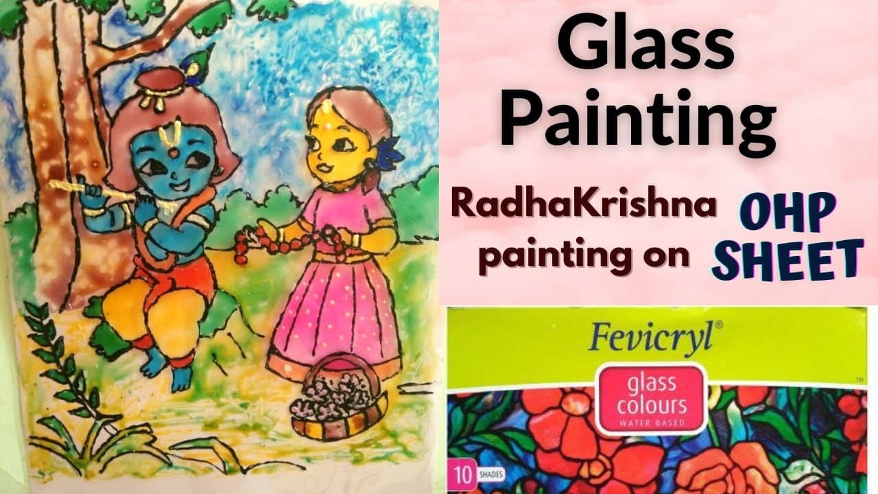 How to paint on OHP sheet Radhakrishna Painting Glass Painting