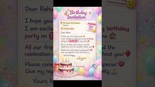 Informal letter | Write a letter to invite your friend to your birthday party | Invitation letter