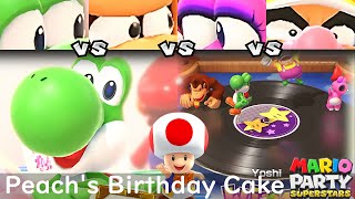 Mario Party Superstars Yoshi vs Donkey Kong vs Birdo vs Wario at Peach's Birthday Cake