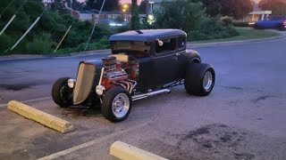 1931 Ford coupe Idling 383 stroker super fast 🔥 3 speed B&M shift kit part 1 #ford #fast
