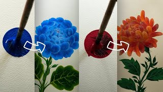 Two different way of painting flowers | Easy flower painting | Onestroke painting