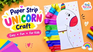 🦄🌈 Rainbow Paper Strip Unicorn Craft | Easy & Fun Kids Craft! ✂️💖