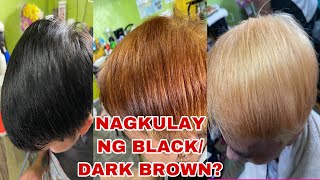 DARK BROWN OR BROWN BLACK HAIR DYE PAANO TANGGALIN | BLEACH BATH PROCESS | Chading