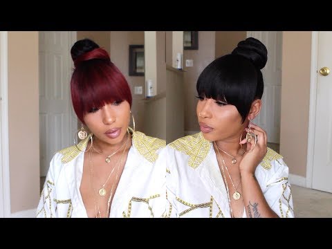 Trying Out This Faux Bang Ponytail Bun Ft Samsbeauty Youtube