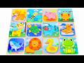Learn Shapes &amp; Names of Animals with Matching Activity Puzzle🧩| Preschool Toddler Toy Learning Video