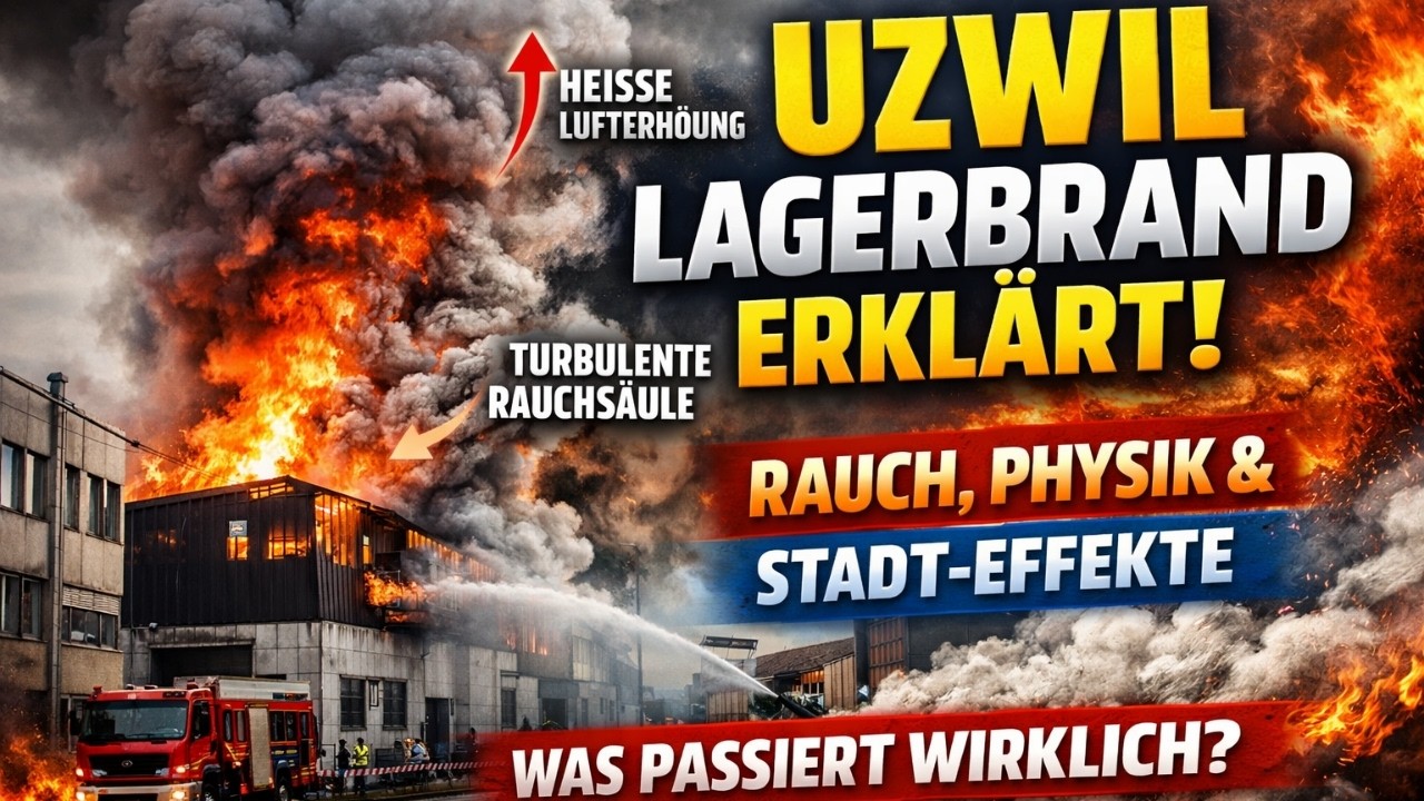 Uzwil Lagerbrand erklärt: Rauchplume, Physik & Stadt-Aerodynamik“.