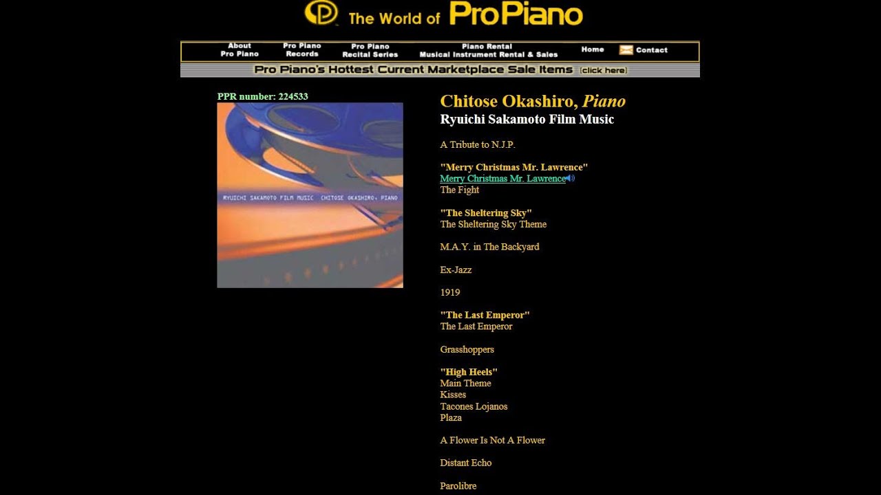 Watch 10. Main Theme - High Heels - Ryuichi Sakamoto Film Music - Chitose Okashiro, Piano on YouTube Watch 10. Main Theme - High Heels - Ryuichi Sakamoto Film Music - Chitose Okashiro, Piano on YouTube