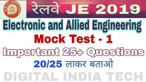 RRB JE CBT2 ELECTRONIC Mock Test 1 || Railway JE Technical