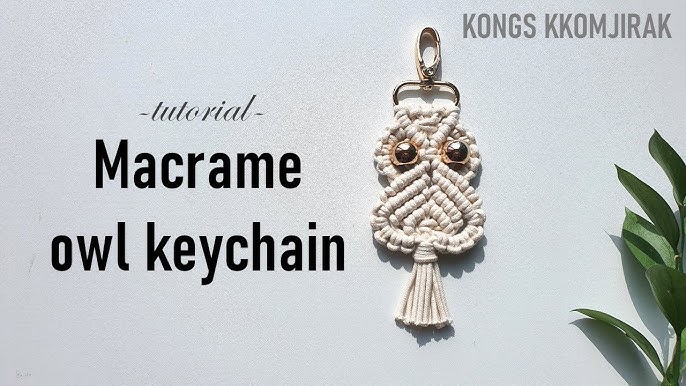 GATOKIT Pre-Cut Macrame Kit for Adults Beginners, DIY Macrame Owl Keychain Kits with Unique Craft Design (2 Pcs Owl Keychain (White+Beige))