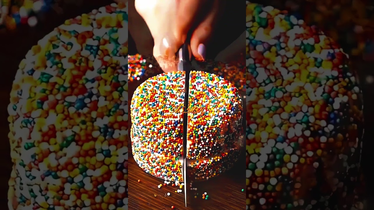 “Rainbow Sprinkle Cake ASMR 🍰✨ | The Most Satisfying Cutting Sound Ever 🎧💫”