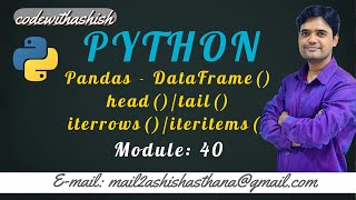 Famous Lecture 40: Accessing Rows and Columns || Iterating over DataFrame || by Ashish Asthana Wealth