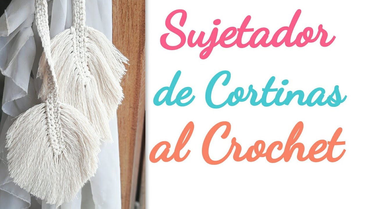 Sujetador de cortinas al crochet con pluma 