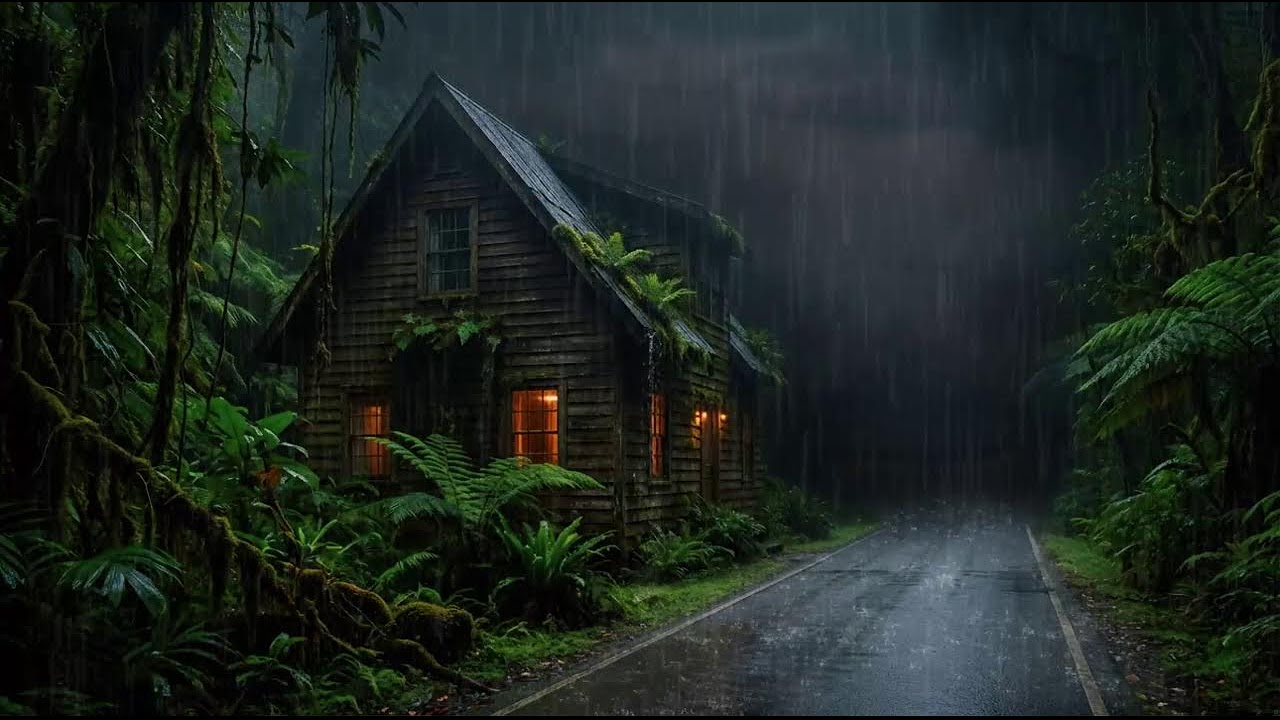 Relaxing Rain at Remote Forest Cabin for Deep Sleep and Stress Relief
