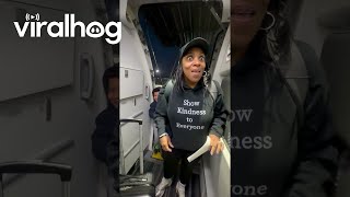 Flight Attendant Surprises Family on Flight || ViralHog