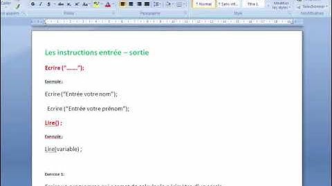 Algorithme : épisode 3 entrée sortie  (darija)
