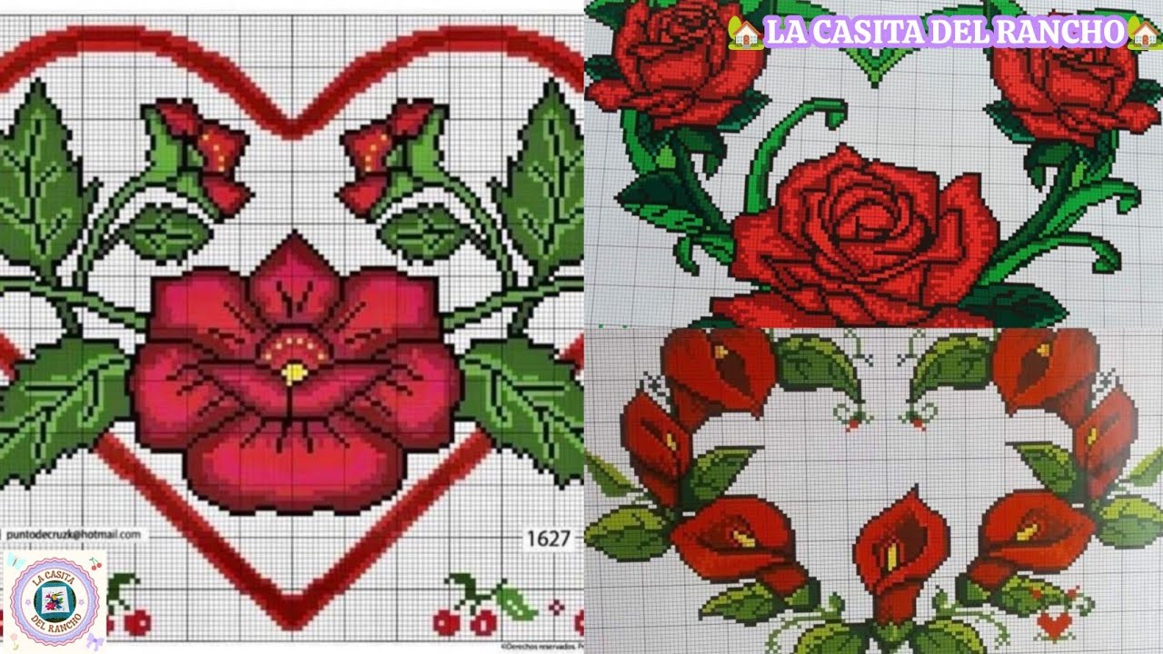 🌹💐🌼 BONITOS GRÁFICOS DE PUNTO DE CRUZ 💐🌺🌹🏡