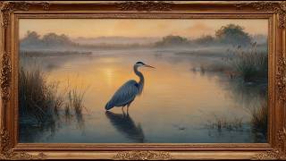 Heron at Sunrise • Vintage Art Screensaver (4K) • Classical Oil Painting in Ornate Gold Frame (3 h) screenshot 5