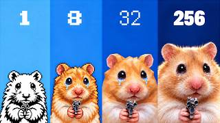Sad Hamster with Tiny Toy Gun in different bits