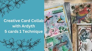 Crafty Card Collab with @ardyth 5 cards using one of Ardyth&#39;s fun techniques #cardmaking