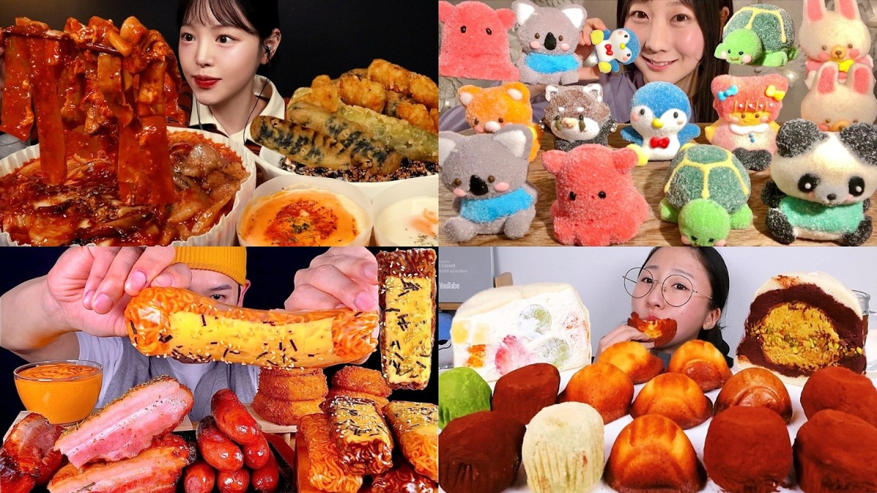 EXTREME Sweet vs Spicy Korean Mukbang | Giant Cheese Corn Dogs, Fire Tteokbokki & Cute Jelly Candy