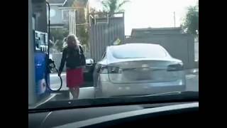 Husband Buys Tesla Electric Car and wife Goes to Petrol Station | Funny Video