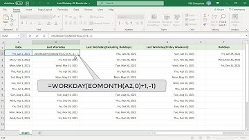 How to Calculate the Last Working day of a Month in Excel - Office 365