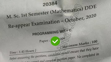 2020 Mdu MSc DDE Mathematics 1st Year  Reappear Programming With C Question Paper