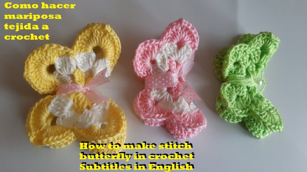 como tejer mariposa a crochet facil en 3D - How to make stitch in -