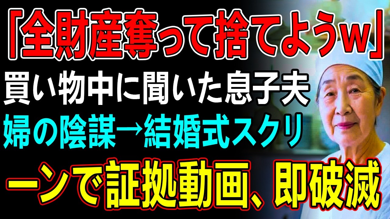 「全財産奪って捨てようｗ」買い物中に聞いた息子夫婦の陰謀→結婚式スクリーンで証拠動画、即破滅