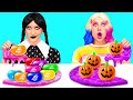 と一緒に巨大レインボーとブラックピザーチャレンジを作る方法 Wednesday Addams | 食用の戦い BooGaGa